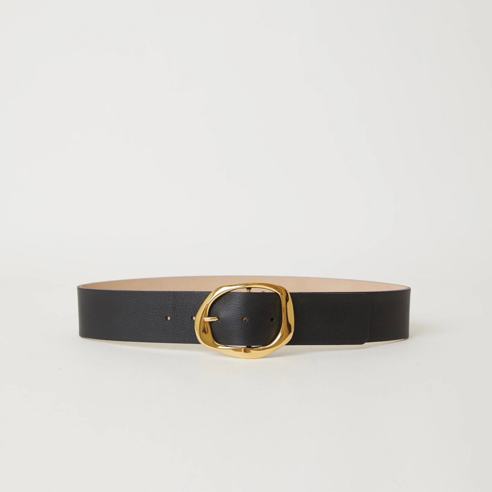 B Low The Belt - Black Edmond leather belt with gold buckle size XS